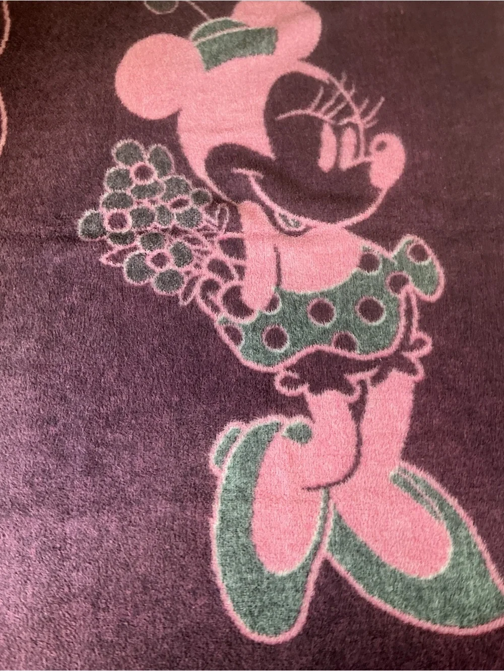 Vintage Biederlack Blanket Disney Minnie Mouse Pink Fleece Throw Reversible Lrg